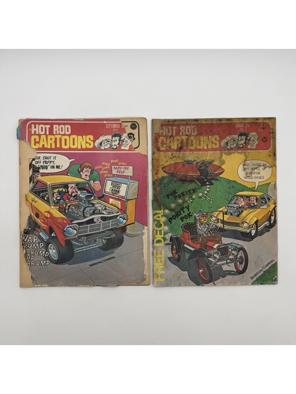 Lot Of 2 Vintage HOT ROD CARTOONS Magazine 73’ & 74’ Comics VTG *LOOSE COVERS